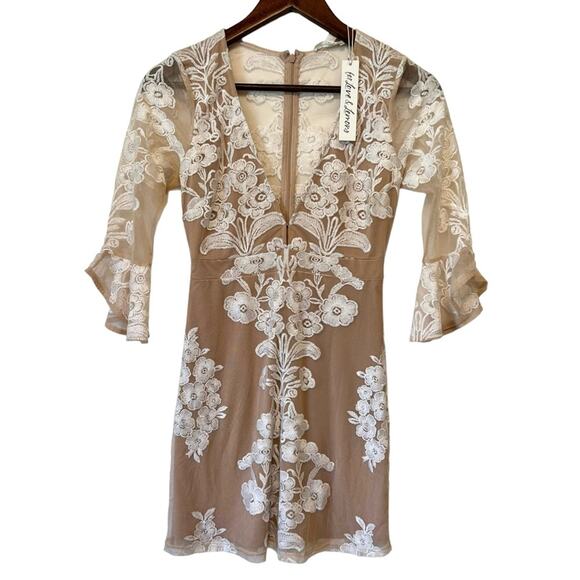 For Love & Lemons x Free People Temecula White Lace Fit And Flare Mini Dress XS - Picture 2 of 12